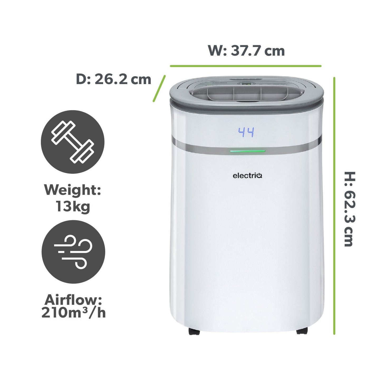 electriQ 12L Low-Energy Quiet Laundry Dehumidifier - White